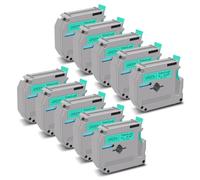 NineLeaf Compatible for Brother P-Touch M Tape M-K721s M-K721 MK721 M-721 M721 9mm 0.35'' Non Laminated Black on Green Label Tape Cassette for P-Touch PT-45M 55BM 80SCCP M95 Label Maker, 10PK