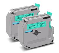 NineLeaf Compatible for Brother P-Touch M Tape M-K731s M-K731 MK731 M-731 M731 12mm 0.47'' Non Laminated Black on Green Label Tape Cassette for P-Touch PT-70 80 85 90 M95 M45 Label Maker, 2PK