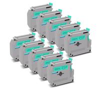 NineLeaf Compatible for Brother P-Touch M Tape M-K731s M-K731 MK731 M-731 M731 12mm 0.47'' Non Laminated Black on Green Label Tape Cassette for P-Touch PT-45M 55BM 80SCCP M95 Label Maker, 10PK