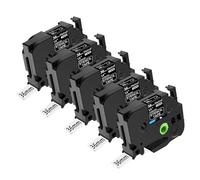 NineLeaf Compatible for Brother P-Touch STe161 STe-161 ST161 ST-161 Stencil Tape 36mm 1.5'' 1-1/2 inch Black on Clear Mobile Solutions Label Tape for P-Touch PT-P900 P900W P950NW Label Maker, 5PK