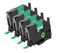 NineLeaf Compatible for Brother P-Touch TZe-731L1 TZe731L1 TZ731L1 AZe 12mm 0.47'' Glitter Rainbow Bling Laser Laminated Black on Starry Green Label Tape for P-Touch PT-D600 D600VP Label Maker, 4PK