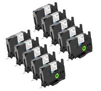 NineLeaf Compatible for Brother P-Touch TZe-FX211 TZ-FX211 TZeFX211 TZFX211 AZe 6mm 0.23'' Flexible ID Cable Black on White Laminated Label Tape Cassette for P-Touch PT-D410 E110VP Label Maker, 10 PK