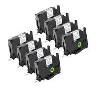 NineLeaf Compatible for Brother P-Touch TZe-FX211 TZ-FX211 TZeFX211 TZFX211 AZe 6mm 0.23'' Flexible ID Cable Black on White Laminated Label Tape Cassette for P-Touch PT-H100R E800W Label Maker, 8 PK