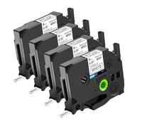 NineLeaf Compatible for Brother P-Touch TZe-FX221 TZ-FX221 TZeFX221 TZFX221 AZe 9mm 0.35'' Flexible ID Cable Black on White Laminated Label Tape Cassette for P-Touch 350 520 1830VP Label Maker, 4 PK