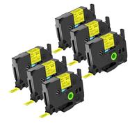 NineLeaf Compatible for Brother P-Touch TZe-FX631 TZ-FX631 TZeFX631 TZFX631 AZe 12mm 0.47'' Flexible ID Cable Black on Yellow Laminated Label Tape Cassette for P-Touch PT-H110 D410 Label Maker, 6 PK