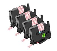 NineLeaf Compatible for Brother P-Touch TZe-M32 TZeM32 TZM32 AZe 12mm 0.47'' Laminated Red on Matte Clear Label Tape Cassette for P-Touch PT-D600 D600VP H100 Label Maker, 4 PK