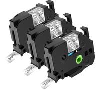 NineLeaf Compatible for Brother P-Touch TZe-M951 TZeM951 TZM951 AZe 24mm 0.94'' Laminated Black on Matte Silver Label Tape Cassette for P-Touch PT-1200 1230PC 1280 Label Maker, 3PK