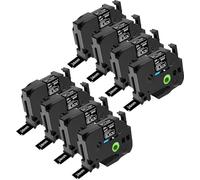 NineLeaf Compatible for Brother P-Touch TZe-MQ355 TZeMQ355 TZMQ355 AZe 24mm 0.94'' Laminated White on Matte Black Label Tape Cassette for P-Touch PT-D600 D600VP E500 Label Maker, 8 PK