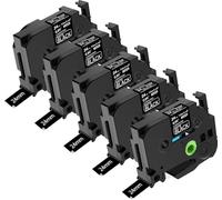NineLeaf Compatible for Brother P-Touch TZe-MQ355 TZeMQ355 TZMQ355 AZe 24mm 0.94'' Laminated White on Matte Black Label Tape Cassette for P-Touch PT-2500PC 2600 2610 Label Maker, 5 PK