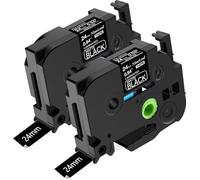 NineLeaf Compatible for Brother P-Touch TZe-MQ355 TZeMQ355 TZMQ355 AZe 24mm 0.94'' Laminated White on Matte Black Label Tape Cassette for P-Touch PT-D600 D610BT P710BT Label Maker, 2 PK