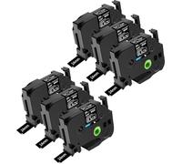 NineLeaf Compatible for Brother P-Touch TZe-MQ355 TZeMQ355 TZMQ355 AZe 24mm 0.94'' Laminated White on Matte Black Label Tape Cassette for P-Touch PT-350 520 530 540 Label Maker, 6 PK