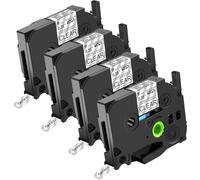 NineLeaf Compatible for Brother P-Touch TZe-S121 TZ-S121 TZeS121 TZS121 AZe 9mm 0.35'' Extra Strength Adhesive Laminated Label Tape Black on Clear for P-Touch PT-E500VP D200SA 1010NB Label Maker, 4 PC