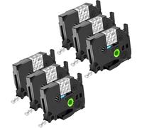 NineLeaf Compatible for Brother P-Touch TZe-S121 TZ-S121 TZeS121 TZS121 AZe 9mm 0.35'' Extra Strength Adhesive Laminated Label Tape Black on Clear for P-Touch PT-D600VP D800W P710BT Label Maker, 6 PC