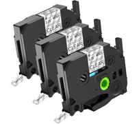 NineLeaf Compatible for Brother P-Touch TZe-S121 TZ-S121 TZeS121 TZS121 AZe 9mm 0.35'' Extra Strength Adhesive Laminated Label Tape Black on Clear for P-Touch PT-D400 E300 1190 Label Maker, 3 PC
