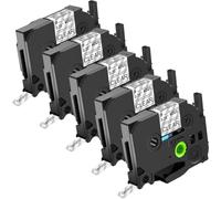 NineLeaf Compatible for Brother P-Touch TZe-S121 TZ-S121 TZeS121 TZS121 AZe 9mm 0.35'' Extra Strength Adhesive Laminated Label Tape Black on Clear for P-Touch PT-E500VP 1830VP 1890W Label Maker, 5 PC