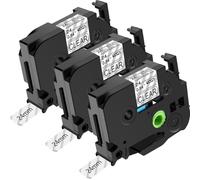 NineLeaf Compatible for Brother P-Touch TZe-S151 TZ-S151 TZeS151 TZS151 AZe 24mm 0.94'' Extra Strength Adhesive Laminated Label Tape Black on Clear for P-Touch PT-D400 E300 1190 Label Maker, 3 PC