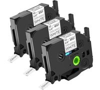 NineLeaf Compatible for Brother P-Touch TZe-S231 TZ-S231 TZeS231 TZS231 AZe 12mm 0.47'' Extra Strength Adhesive Laminated Label Tape Black on White for P-Touch PT-D400 E300 1190 Label Maker, 3 PC