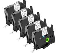 NineLeaf Compatible for Brother P-Touch TZe-S231 TZ-S231 TZeS231 TZS231 AZe 12mm 0.47'' Extra Strength Adhesive Laminated Label Tape Black on White for P-Touch PT-E500VP 1830VP 1890W Label Maker, 5 PC