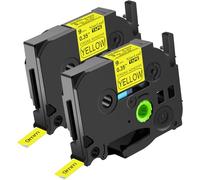 NineLeaf Compatible for Brother P-Touch TZe-S621 TZ-S621 TZeS621 TZS621 AZe 9mm 0.35'' Extra Strength Adhesive Laminated Label Tape Black on Yellow for P-Touch PT-930SC 930VP 980 Label Maker, 2 PC