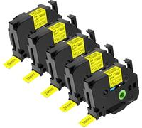 NineLeaf Compatible for Brother P-Touch TZe-S651 TZ-S651 TZeS651 TZS651 AZe 24mm 0.94'' Extra Strength Adhesive Laminated Label Tape Black on Yellow for P-Touch PT-2470 2500PC 2600 Label Maker, 5 PC