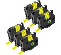 NineLeaf Compatible for Brother P-Touch TZe-S651 TZ-S651 TZeS651 TZS651 AZe 24mm 0.94'' Extra Strength Adhesive Laminated Label Tape Black on Yellow for P-Touch PT-D600VP D800W P710BT Label Maker, 6PC