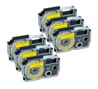 NineLeaf Compatible for Casio Label Maker AR-12YW AR-12YW1 12mm x 8m Black On Yellow Label Tapes for Casio KL-60 100 120 200 300 750 780 820 2000 7000 7200 7400 8100 8200 P1000 Label Printers, 6PK