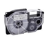 NineLeaf Compatible for Casio Label Maker XR-12SR XR-12SR1 12mm x 8m Black on Silver Label Tapes for Casio KL-60 100 120 200 300 750 780 820 2000 7000 7200 7400 8100 8200 P1000 Label Printers, 50PK