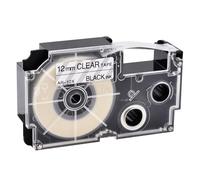 NineLeaf Compatible for Casio Label Maker XR-12X XR-12X1 12mm x 8m Black On Clear Label Tapes for Casio KL-60 100 120 200 300 750 780 820 2000 7000 7200 7400 8100 8200 P1000 Label Printers, 50PK