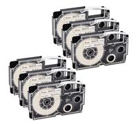 NineLeaf Compatible for Casio Label Maker XR-9WE XR-9WE1 9mm x 8m Black On White Label Tapes for Casio KL-60 100 120 200 300 750 780 820 2000 7000 7200 7400 8100 8200 P1000 Label Printers, 6PK