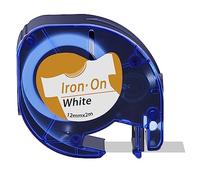 NineLeaf Compatible for Dymo Letratag Refill 18769 18771 S0718850 Iron-On Fabric Tape Black on White 12mm x 2m for Clothing Label Tape for LT-100H LT-100T LT-110T Plus QX50 XR XM 2000 Label Maker