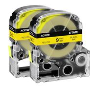 NineLeaf Compatible for Epson Label Maker LC-3YBW SC9YW 9mm x 8m Black on Yellow Label Tapes for LabelWorks LW-300 LW-300L LW-400 LW-500 LW-600P LW-700 LW-900P LW-1000P KingJim TepraPro, 2PK