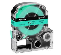 NineLeaf Compatible for Epson Label Maker LC-4GBP SC12GW 12mm x 8m Black on Green Label Tapes for LabelWorks LW-300 LW-300L LW-400 LW-500 LW-600P LW-700 LW-900P LW-1000P KingJim TepraPro, 50PK