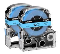 NineLeaf Compatible for Epson Label Maker LC-4LBP SC12BW 12mm x 8m Black on Blue Label Tapes for LabelWorks LW-300 LW-300L LW-400 LW-500 LW-600P LW-700 LW-900P LW-1000P KingJim TepraPro, 2PK