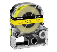 NineLeaf Compatible for Epson Label Maker LC-4YBW SC12YW 12mm x 8m Black on Yellow Label Tapes for LabelWorks LW-300 LW-300L LW-400 LW-500 LW-600P LW-700 LW-900P LW-1000P KingJim TepraPro, 50PK