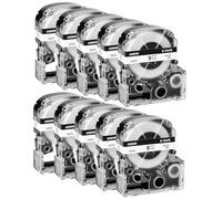 NineLeaf Compatible for Epson Label Maker LK-3WBN SS9KW 9mm x 8m Black on White Label Tapes for LabelWorks LW-300 LW-300L LW-400 LW-500 LW-600P LW-700 LW-900P LW-1000P KingJim TepraPro, 10PK