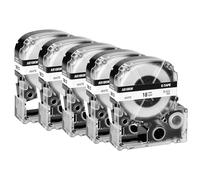 NineLeaf Compatible for Epson Label Maker LK-5WBN SS18KW 18mm x 8m Black on White Label Tapes for LabelWorks LW-PX300 LW-PX350 LW-400 LW-500 LW-600P LW-700 LW-900P LW-1000P Label Printers, 5PK