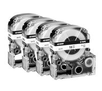 NineLeaf Compatible for Epson Label Maker LK-5WBN SS18KW 18mm x 8m Black on White Label Tapes for LabelWorks LW-PX300 LW-PX350 LW-400 LW-500 LW-600P LW-700 LW-900P LW-1000P Label Printers, 4PK