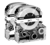 NineLeaf Compatible for Epson Label Maker LK-6WBN SS24KW 24mm x 8m Black on White Label Tapes for LabelWorks LW-600P LW-700 LW-900P LW-1000P LW-PX400 LW-PX700 LW-PX800 LW-PX900, 2PK