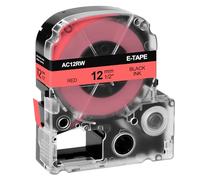 NineLeaf Compatible for Epson Label Maker SC12RW AC12RW 12mm x 8m Black on Red Label Tapes for LabelWorks LW-300 LW-300L LW-400 LW-500 LW-600P LW-700 LW-900P LW-1000P KingJim TepraPro, 30PK