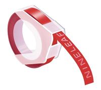 NineLeaf Embossing Label Maker Compatible with Dymo Omega Embossed Label Tape 12mm x 3m White on Red 3D Plastic Tape Self-Adhesive for Dymo Omega Junior Home Embosser Maker, 40 Pack