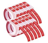 NineLeaf Embossing Label Maker Compatible with Dymo Omega Embossed Label Tape 12mm x 3m White on Red 3D Plastic Tape Self-Adhesive for Dymo Omega Junior Home Embosser Maker, 10 Pack