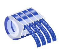 NineLeaf Embossing Label Maker Compatible with Dymo Omega Embossed Label Tape 9mm x 3m White on Blue 3D Plastic Tape Self-Adhesive for Dymo Omega Junior Home Embosser Maker, 4 Pack