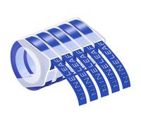 NineLeaf Embossing Label Maker Compatible with Dymo Omega Embossed Label Tape 9mm x 3m White on Blue 3D Plastic Tape Self-Adhesive for Dymo Omega Junior Home Embosser Maker, 5 Pack