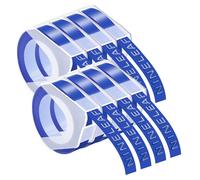 NineLeaf Embossing Label Maker Compatible with Dymo Omega Embossed Label Tape 9mm x 3m White on Blue 3D Plastic Tape Self-Adhesive for Dymo Omega Junior Home Embosser Maker, 8 Pack