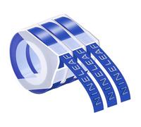 NineLeaf Embossing Label Maker Compatible with Dymo Omega Embossed Label Tape 9mm x 3m White on Blue 3D Plastic Tape Self-Adhesive for Dymo Omega Junior Home Embosser Maker, 3 Pack