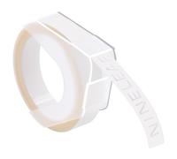 NineLeaf Embossing Label Maker Compatible with Dymo Omega Embossed Label Tape 9mm x 3m White on Clear 3D Plastic Tape Self-Adhesive for Dymo Omega Junior Home Embosser Maker, 30 Pack