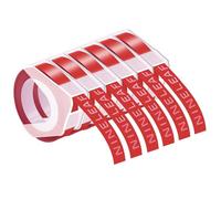 NineLeaf Embossing Label Maker Compatible with Dymo Omega Embossed Label Tape 9mm x 3m White on Red 3D Plastic Tape Self-Adhesive for Dymo Omega Junior Home Embosser Maker, 6 Pack