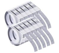 NineLeaf Embossing Label Maker Compatible with Dymo Omega Embossed Label Tape 9mm x 3m White on Silver 3D Plastic Tape Self-Adhesive for Dymo Omega Junior Home Embosser Maker, 10 Pack