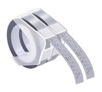 NineLeaf Embossing Label Maker Compatible with Dymo Omega Embossed Label Tape 9mm x 3m White on Silver 3D Plastic Tape Self-Adhesive for Dymo Omega Junior Home Embosser Maker, 2 Pack