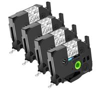 NineLeaf TZe- 111 Label Tape 6mm Compatible for Brother P-Touch Label Printer TZe 111 TZ- 111 AZe 111 6mm 0.23 Laminated Black on Clear for PT-P700 P710BT P950NW, 4 Pack